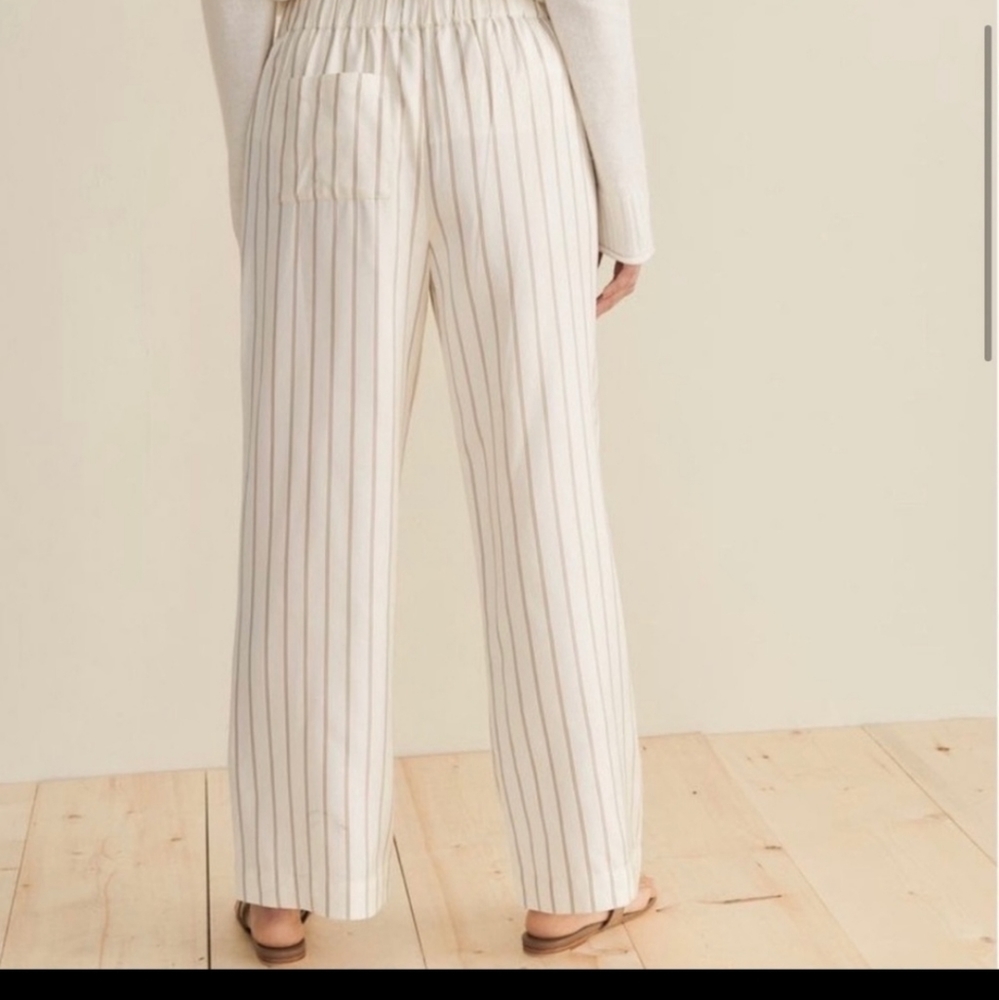 Jenni Kayne Yellow Striped Bianca Pants Straight Wide Leg Pockets NEW - Picture 3 of 14